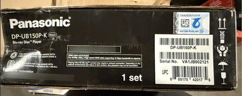 Reproductor Blu-ray Panasonic Dp-ub150 Región A/dvd 1 Negro (Usado)