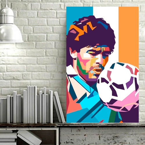 Cuadro Futbol Diego Maradona Cubismo (80x50 Cm)