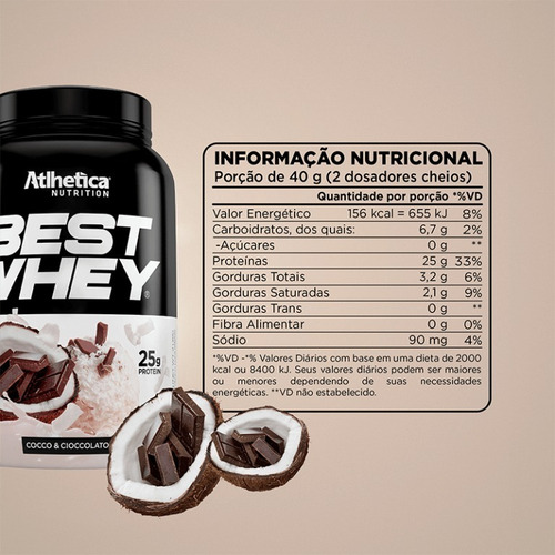 Proteina Best Whey 5lb Coco Chocolate - Atlhetica Nutrition Sabor Coco & Chocolate