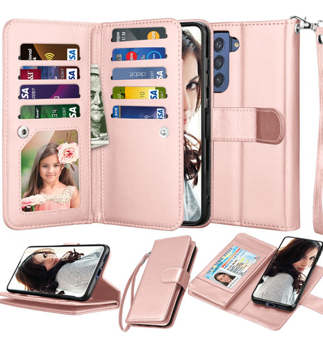 Funda Billetera Con Correa Para Galaxy S21 Fe 5g Rosa Gold