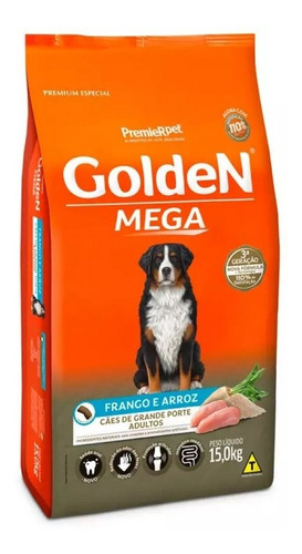 Golden Ração Mega Cães Adultos Raças Grandes 15 Kg 