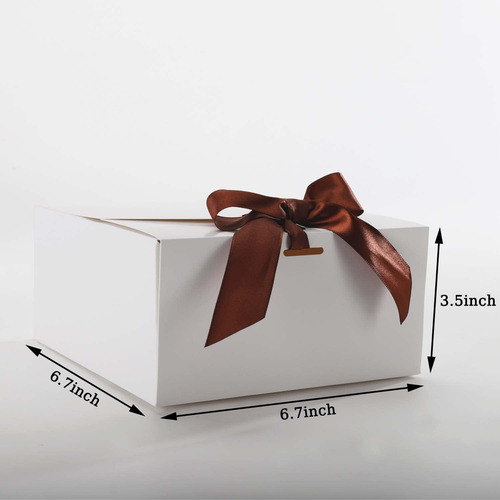 Caja De Regalo Blanca, Paquete De 10, 6.7 X 6.7 X 3.5 Pulgad