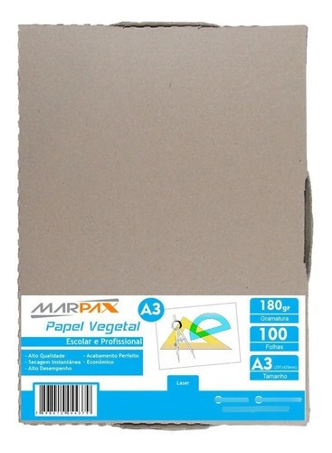 Papel Vegetal A3 297x420mm 180g/m² Caixa Com 100 Folhas