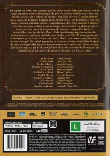 Dvd Café Dos Maestros - Teatro Colon - Lacrado