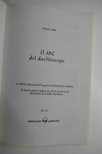 El Abc Del Dactilóscopo Ricardo Rosset Ed. Policial C232 (Usado)