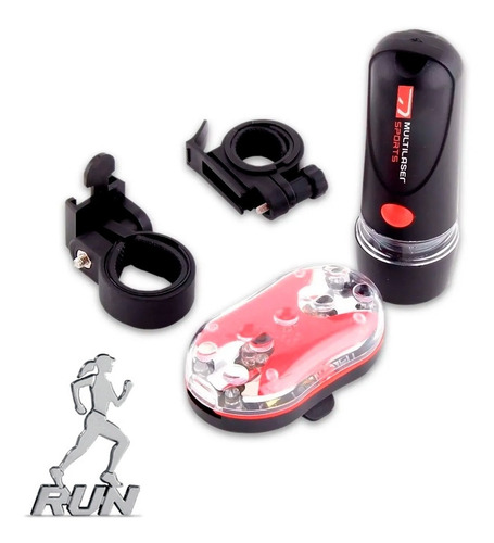 Imagem 1 de 5 de Kit Farol E Lanterna Para Bicicleta Bi006 + Emblema Promoção