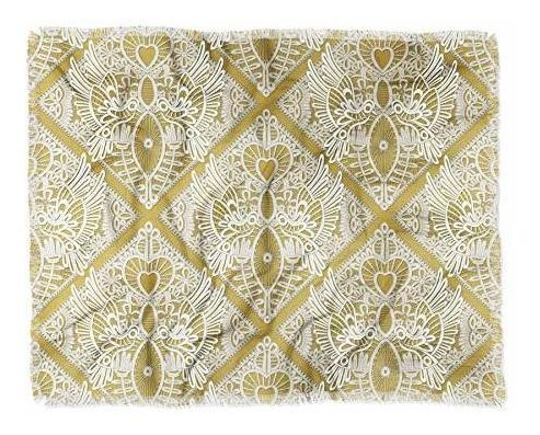 Deny Designs Shanon Turner Love Bird Lace Gold Woven Throw B