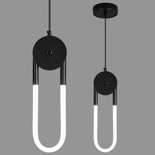 Moderna Lámpara Colgante Led Negra Ovalada Ajustable