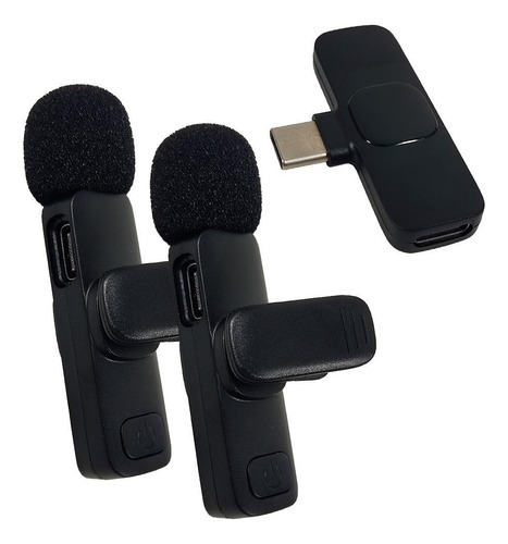 Microfone De Lapela K9 Duplo Sem Fio Para Celulares Tipo C