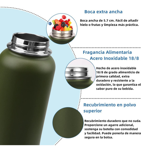 Termo De Acero Inoxidable 32 Oz, Botella De Agua Deportiva