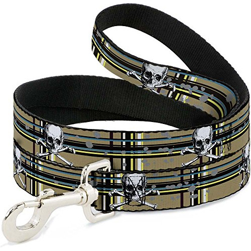 Correa Para Mascotas Con Hebilla - Skull & Cross Bones Plaid