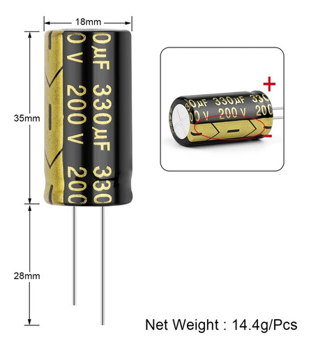 10 Uds Condensador Electrolítico De Aluminio 200v330uf