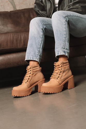 Borcegos Mujer Cuero Taco Alto Plataforma Botas Moda Romi