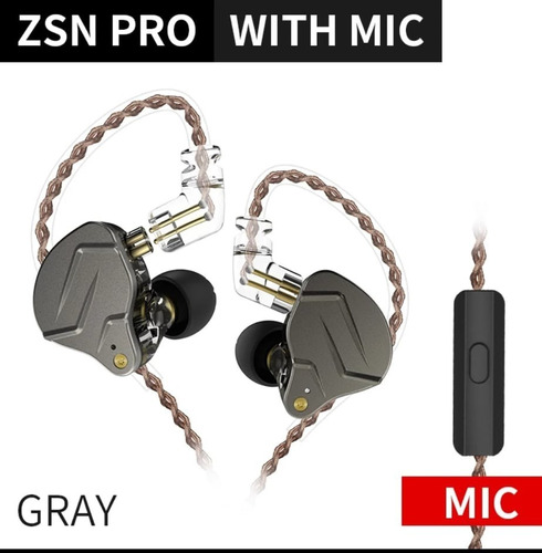 Audífonos Kz Zsn Pro Dual Driver 1ba+1dd Inear Con Microfono
