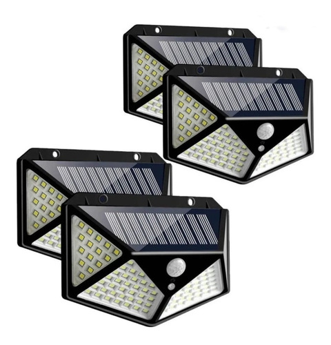 4 Lámparas Solar 180 Leds Sensor De Movimiento Exteriores