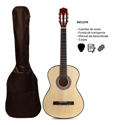Imagen 6 de 8 de Guitarra Criolla Clasica Nuevas Calidad Con Funda Pua Manual
