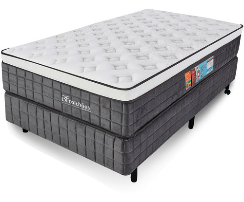 Cama Box BF Colchões Solteirão Premium mola ensacada e espuma D33 97cm y 203cm