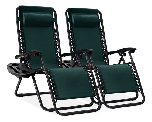 Reposeras Silla De Gravedad 0 Plegable Reclinable Verde 2u