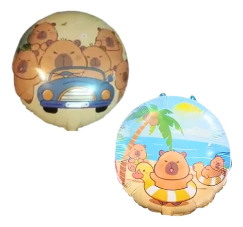 Pack De 6 Globos Redondos Con Temática De Capibara De 45 Cm Capibara Modelo Nro. 1