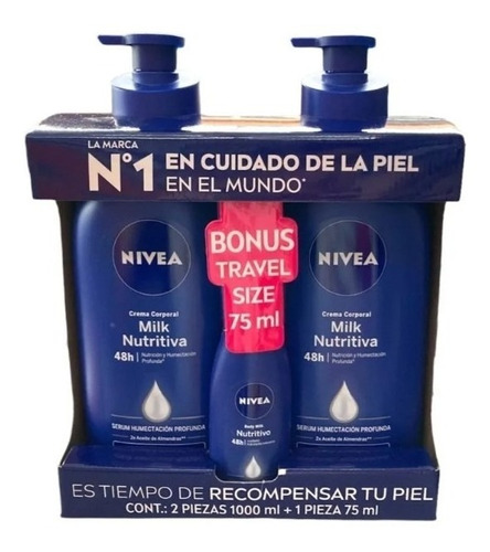  Duo Pack Nivea Milk Nutritiva 1 Litro Cu + Crema De Viaje