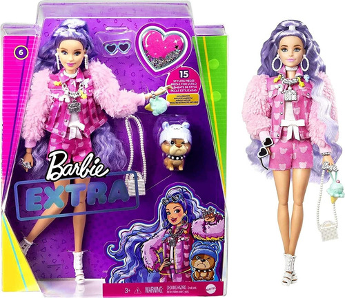 Barbie Fashionista, Barbie Extra Cabello Morado Y Accesorios