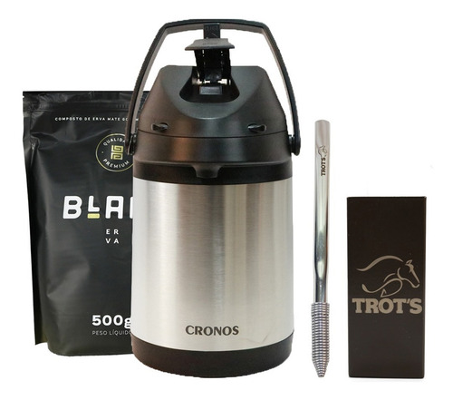 Imagem 1 de 3 de Terere Garrafa Cronos Black Erva Copo E Bomba Trots- Premium