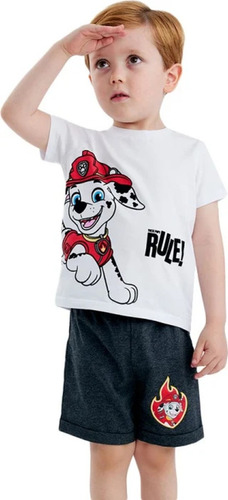 Conjunto Short Y Playera Paw Patrol Fresca Niños 1198228 Blanco Liso 2 Años