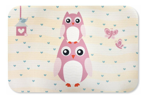 Tapete Infantil Coruja Baby Para Quarto De Menina 40x60cm Cor Rosa