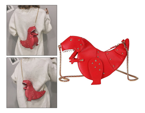 Mujeres Lindo Dinosaurio 3d Bandolera Remache Chic Cadena