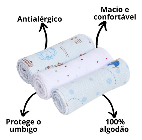 Kit 9 Faixa Umbigo Umbilical Enxoval Recem Nascido Bebe Cor Masculino