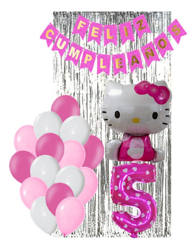 Set De Globos Hello Kitty Para Fiestas Cumpleaños
