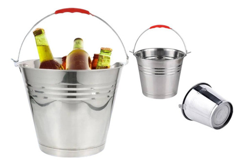 Pack 6 Hielera De Acero Inoxidable 14 Cm - 4 Litros Plateado Hielera