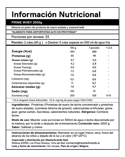 Proteina Metapure Prime Whey 2kg Qnt