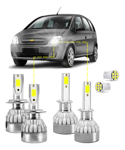 Kit Ultra Led Chevrolet Meriva 2003/2012 20000 Lúmens 6500k