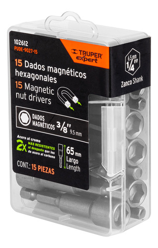 Estuche Con 15 Dados Magnéticos De 3/8 Largo 2 , Expert