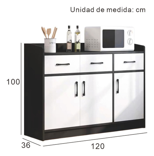 Aparador Organizadores 120cm Credenza De Moderna Con Cajones