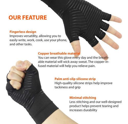 M A 2 Pares Guantes De Cobre Guantes De Compresión For