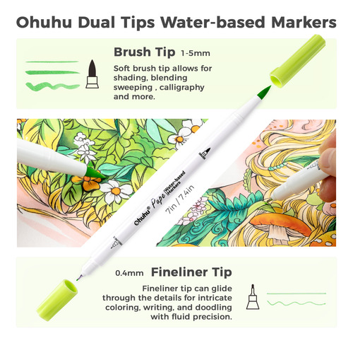 Marcadores Ohuhu Para Colorir À Base De Água, Compatíveis Co