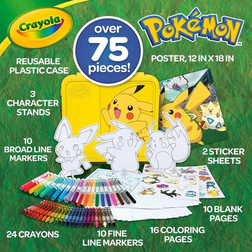 Crayola Pokémon Estuche Para Colorear Set De 75 Piezas
