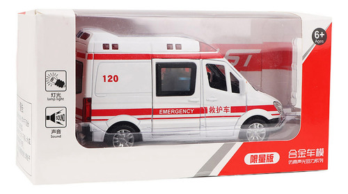 Modelo De Ambulancia, Modelo De Ambulancia De Rescate, Modelo Fundido A Presión, Equipado Con Luces Led, Juguete De Tracción De Metal Con Sonido Para Ambulancia, Juguete Para Niños