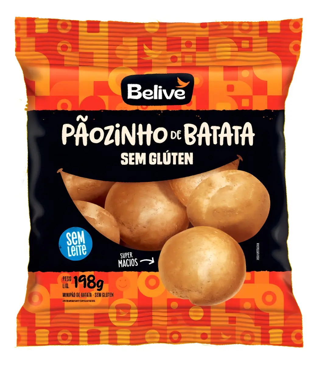 Pãozinho de Batata Sem Glúten Sem Leite Sem Lactose Belive 198g