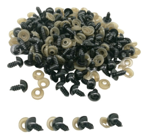 Imagen 1 de 2 de  100 Unidades Ojo Plástico Seguridad 6mm Negro Amigurumi 