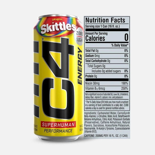 Bebida Energetica C4 Energy Sin Azucar 12 Pack Skittles