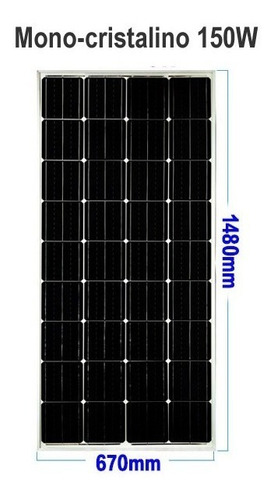 Imagen 2 de 3 de Panel Solar Monocristalino 150 W (18 V/8.58 A) 148x67x3cm