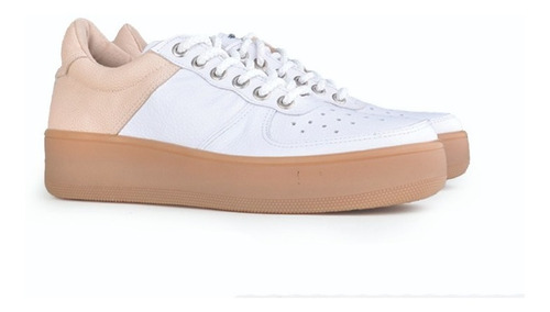 Zapatillas Urbanas De Mujer De Cuero Cordones Klama -ferraro