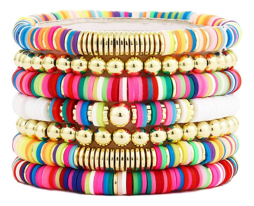 Pulseras De Cuentas De Colores Para Mujer, Juego De Pulseras