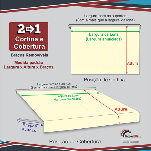 Toldo Retrátil Com Manivela 3,00 X 2,50 X 1,00 Cor Verde