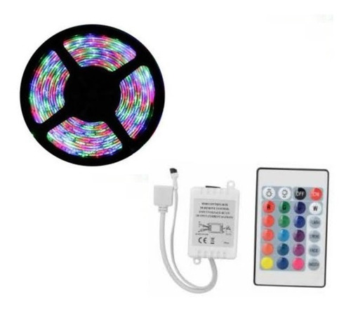 Tira de LED de color 3528 de 10 m (RGB), mando a distancia y 2 fuentes 3a