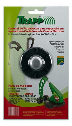 Carretel Aparador De Grama Master Turbo E Super Turbo Trapp Cor Preto/Verde