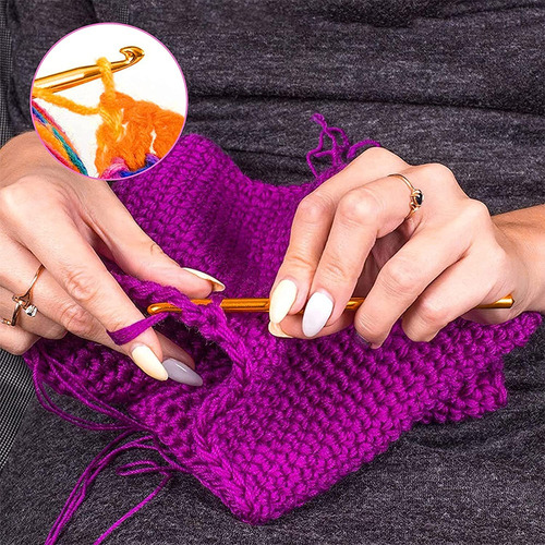 Juego 12 Agujas De Crochet Metal Acero Set Kit Calidad Tejer